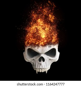 Evil Vampire Skull On Fire - 3D Illustration