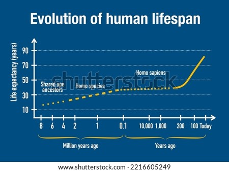 Evolution of human life expectancy throughout history