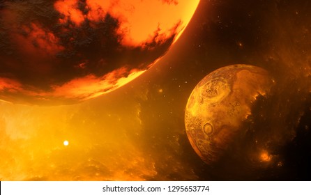 Evolution Of The Solar System. Before Collision Of Earth And Theia. 3d Illustration