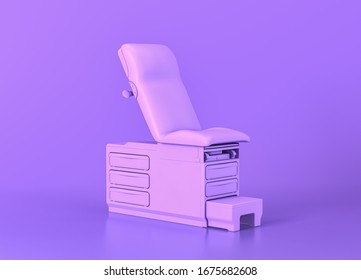 Exam Table Upright, Medical Equipment In Flat Monochrome Purple Room, 3d Rendering, Isolated Hospital Objects