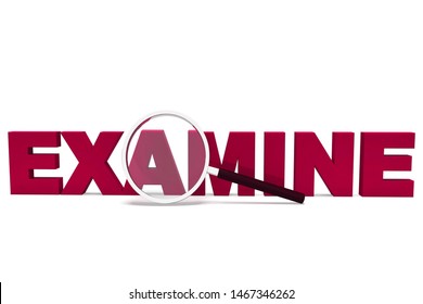 Examine or study concept icon meaning evaluating or taking a look at. Examination and investigation - 3d illustration