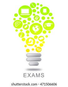 Exams Lightbulb Showing Testing Evaluation And Examinations