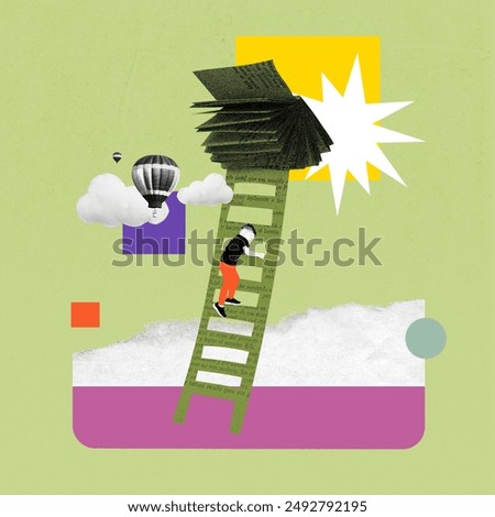 Exams, school, remote learning, homework, study session. Contemporary artwork. Concept of international day of education, knowledge. Colorful design