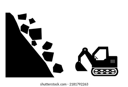 Excavator Black Icon, Flat Style