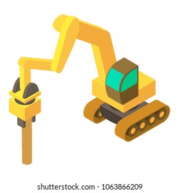 Excavator Hammer Icon. Isometric Illustration Of Excavator Hammer Icon For Web