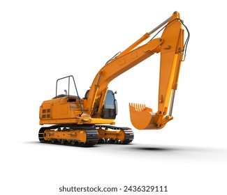 Excavator isolated on background. 3d rendering - illustration