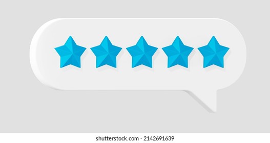 Excellent Feedback With Five Blue Stars. 3D Render