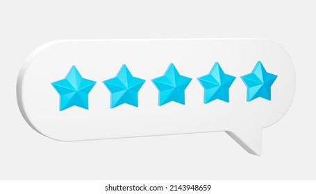 Excellent Feedback With Five Blue Stars. 3D Render