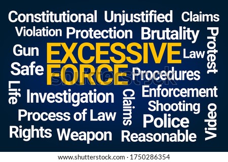Excessive Force Word Cloud on Blue Background