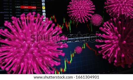 Exchange trading is experiencing sharp fluctuations in the currency against the backdrop of news about the spread of the Covid-19 virus. 3D rendering. 