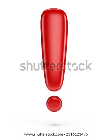 Exclamation mark - close up. 3d image. White background.