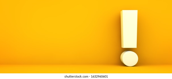 Exclamation Mark On Yellow Backgroun 3d Rendering