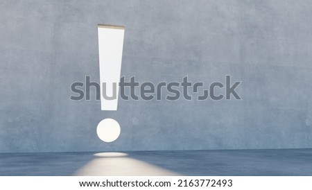 exclamation mark wall, 3d rendering