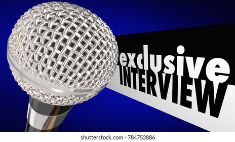 Exclusive Interview Microphone Questions Answers Show 3d Illustration