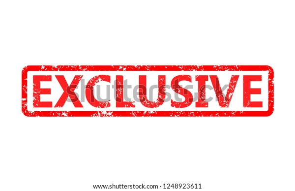 exclusive red rubber stamp on white\
background. exclusive stamp sign.  text for exclusive stamp.\
