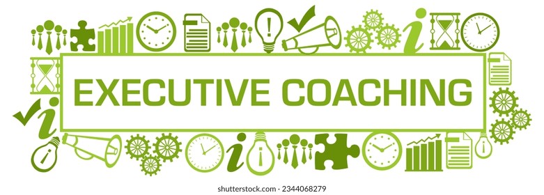 Executive Coaching concept image with text and business symbols.