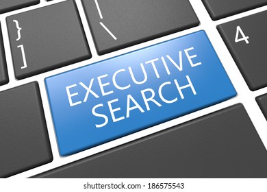Executive Search - keyboard 3d render illustration with word on blue key