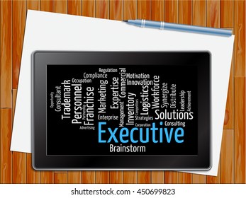 Executive Word Representing Director General And Principal Tablet