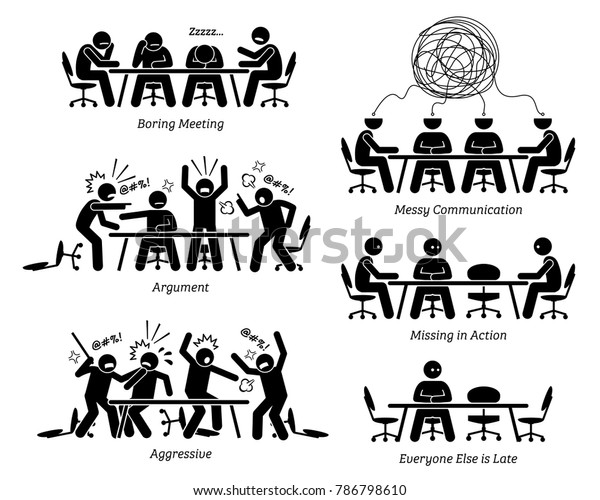 Executives Having Ineffective Inefficient Meeting Discussion のイラスト素材