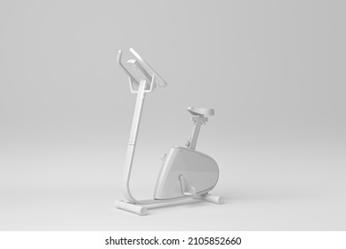 Exercise Bike Cardio Workout At Fitness Gym On White Background. Machine Aerobic For Slim And Firm Healthy. 3D Render.