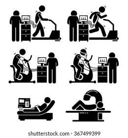 Exercise Stress Test For Heart Disease Stick Figure Pictogram Icons