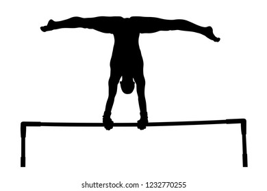 Exercise Uneven Bars Woman Gymnast Black Stock Illustration 1232770255