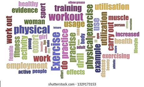 Exercise Word Cloud Jumbled Isolated On White