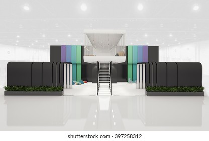 Exhibition Stand with 2 Levels 3d rendering