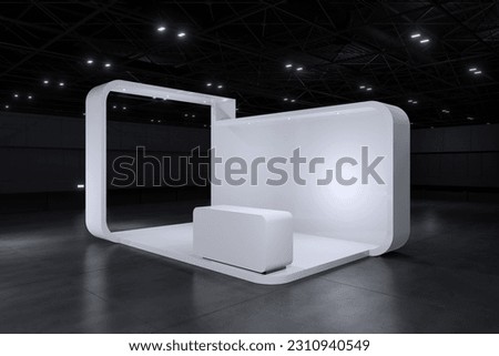 Exhibition stand for mockup and Corporate identity,Display design.Empty booth Design.Retail booth elements in Exhibition hall.booth Design trade show.Blank Booth system of Graphic Resources.3d render. Foto stock © 