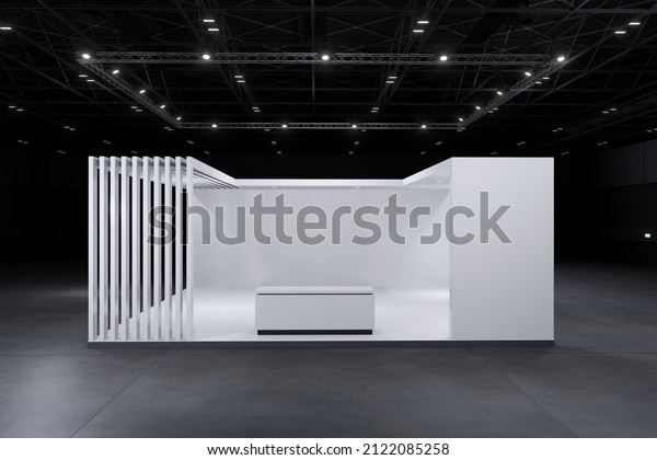 Exhibition stand for mockup and Corporate\
identity,Display design.Empty booth Design.Retail booth elements in\
Exhibition hall.booth Design trade show.Blank Booth system of\
Graphic Resources.3d\
render.