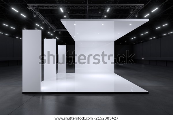 Exhibition stand for mockup and Corporate\
identity,Display design.Empty booth Design.Retail booth elements in\
Exhibition hall.booth Design trade show.Blank Booth system of\
Graphic Resources.3d\
render.