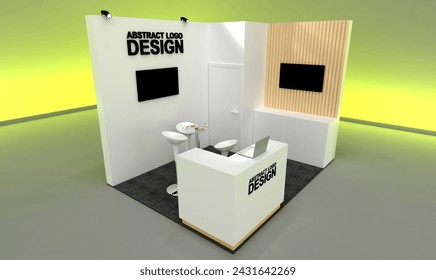 Exhibition stand mockup and flat used for branding and corporate identity. Empty stand or booth in a tradeshow. Virtual exhibition. Template mockup for your expo design. Trade show expo booth. - Powered by Shutterstock