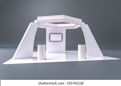 Exhibition stand plain white used for mock-ups and branding and Corporate identity.3d illustration