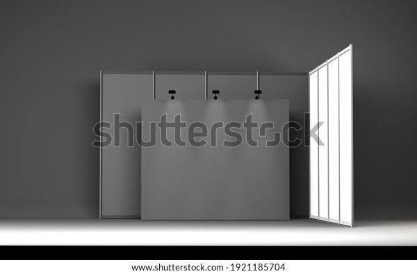 Exhibition stand, Exhibition round, 3D rendering of\
exhibition equipment, Advertising space on a white background, with\
space for text\
ads\
