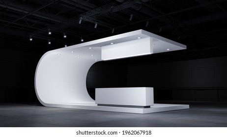 Exhibition standing for mockup and Corporate identity.
Retail booth design elements in Exhibition hall .3d render.