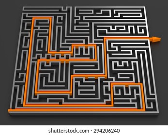 Exit from Maze , 3d rendered image.