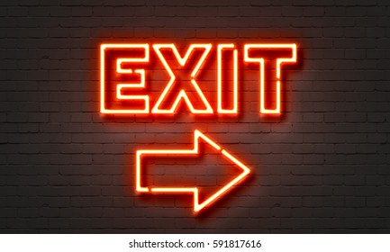 red neon exit sign