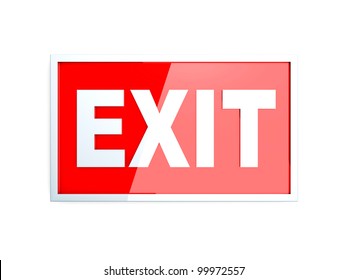 A exit sign. 3D rendered illustration. Isolated on white.