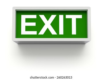 Exit sign on white wall