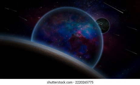 Exo Solar Planet In Endless Space. 3D Rendering