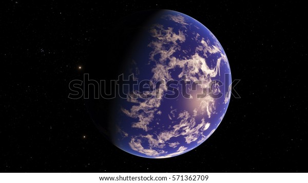 Exoplanet 3D illustration Ocean planet\
Second Earth (Elements of this image furnished by\
NASA)