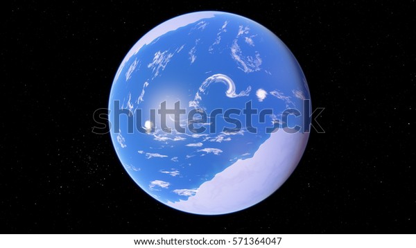 Exoplanet 3D illustration\
Ocean planet Second Earth Polar Cup (Elements of this image\
furnished by\
NASA)
