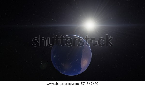 Exoplanet 3D illustration\
Ocean planet Second Earth Polar Cup (Elements of this image\
furnished by\
NASA)