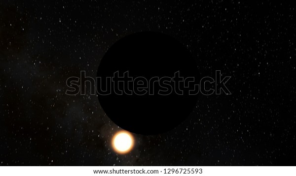 Exoplanet 3D illustrationThe planet is yellow with\
brown hot against the black sky(Elements of this image furnished by\
NASA)