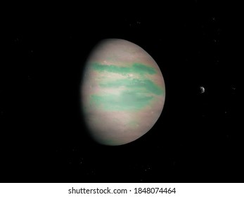 Exoplanet With Atmosphere In Space,  Planet Where Life Is Possible 3D Illustration