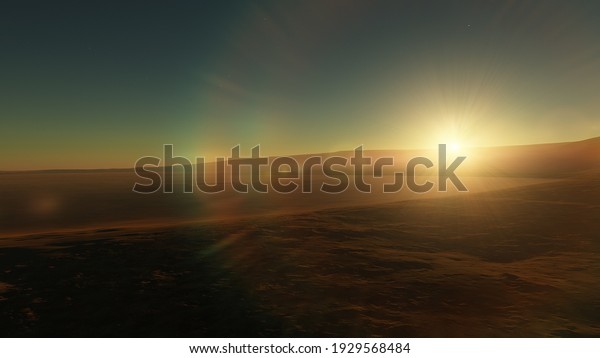 Exoplanet fantastic\
landscape. Beautiful views of the mountains and sky with unexplored\
planets. 3D\
illustration.