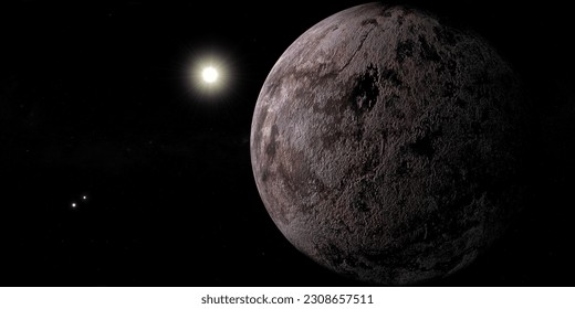 Exoplanet Proxima Centauri B with Alpha Centauri binary stars and re. 3d render