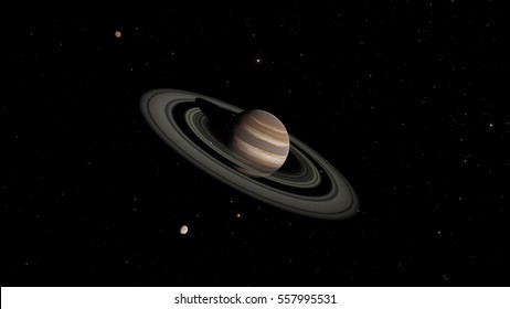 Exoplanet With Rings Gas Giant Saturn Planet (Elements Of This Image Furnished By NASA)