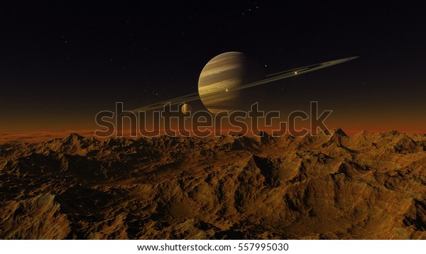 Exoplanet with rings gas giant Saturn\
planet (Elements of this image furnished by\
NASA)