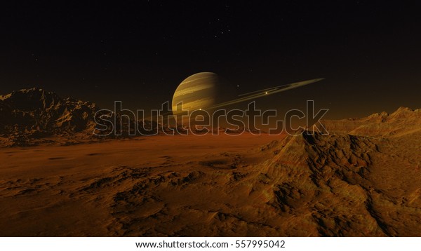 Exoplanet with rings gas giant Saturn\
planet (Elements of this image furnished by\
NASA)